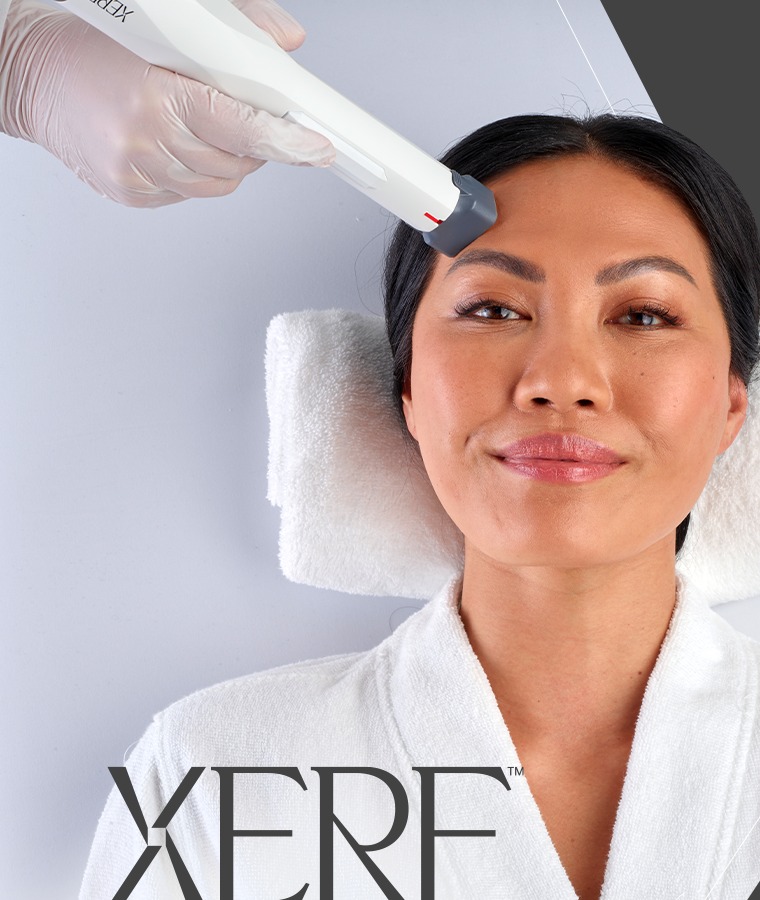 XERF RF skin tightening handpiece being used during a facial treatment